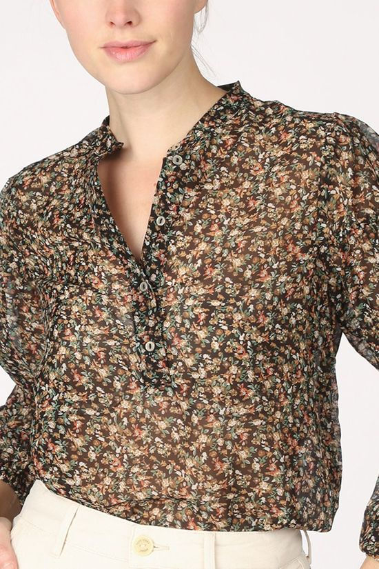 Vila Blouse Viblumsta mid khaki/off white