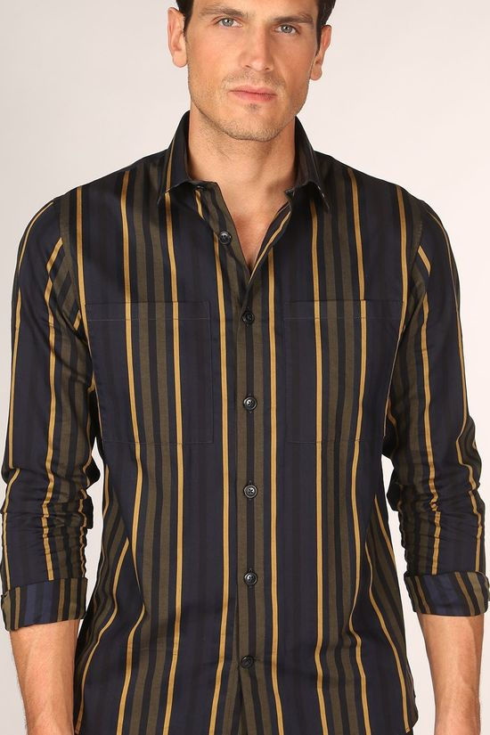 Matinique Hemd Mauti dark blue/dark yellow