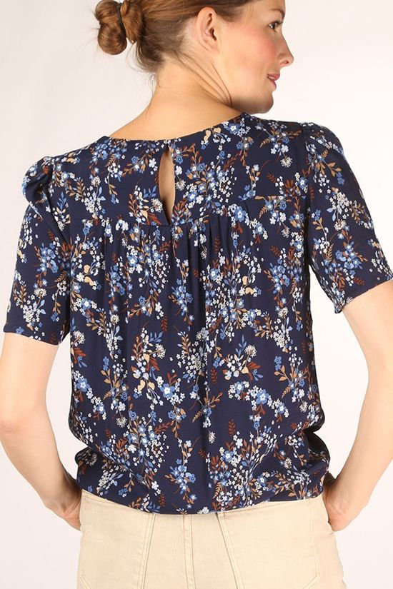 B.Young Blouse Byjill Blouse - Dark Blue/Ass. Flower