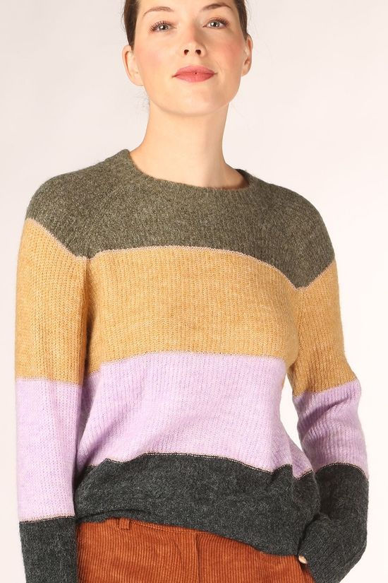 B.Young Pull Bymartine Stripe Jumper - mid khaki/dark yellow