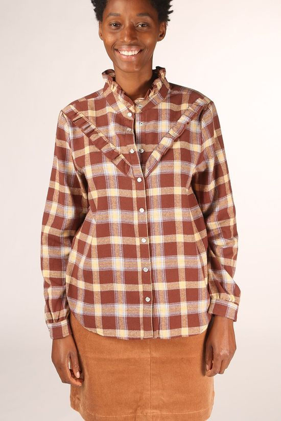 Ichi Hemd Ihillinor mid brown/light blue