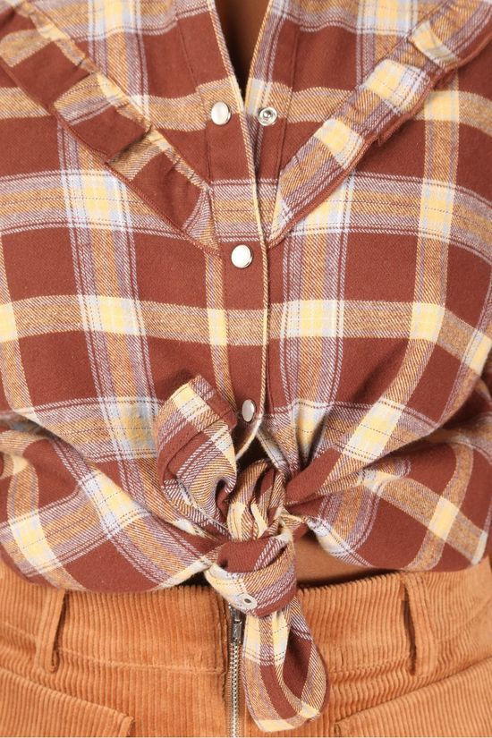 Ichi Hemd Ihillinor mid brown/light blue