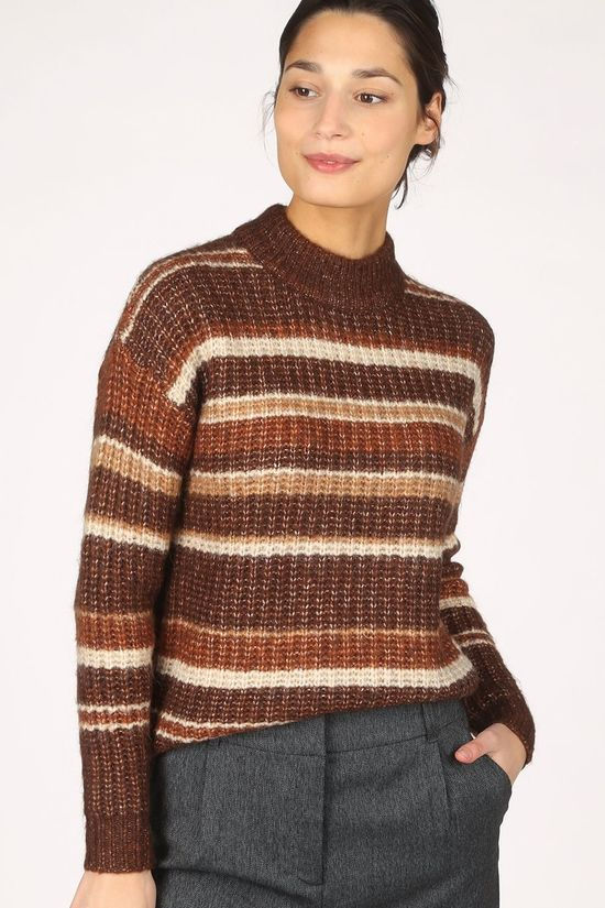 B.Young Pull ksana Stripe Dark Brown/Camel Brown