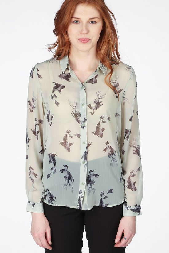Ichi Chemise Ihceleste Sh Light Green/Black