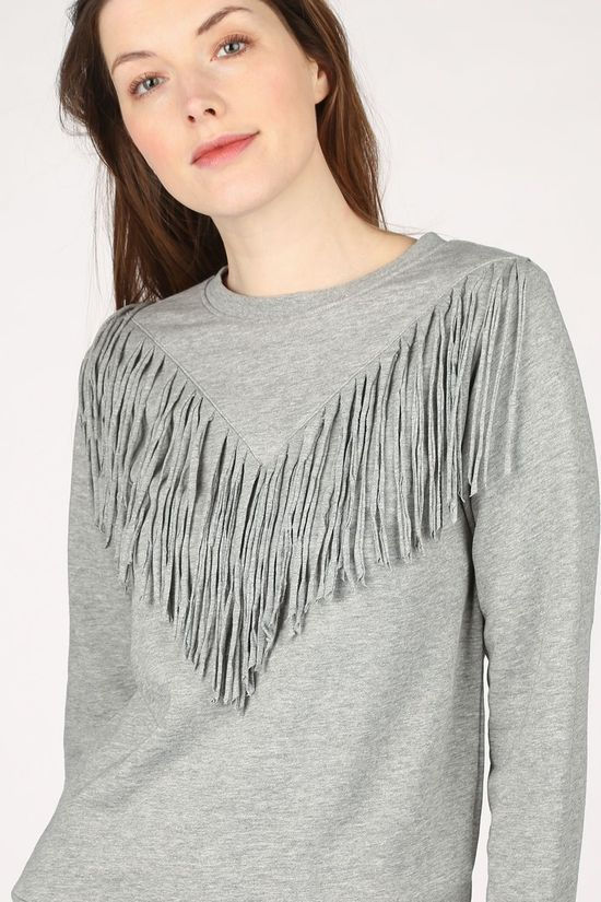 B.Young Pull Bysophie Frills Sweat mid grey