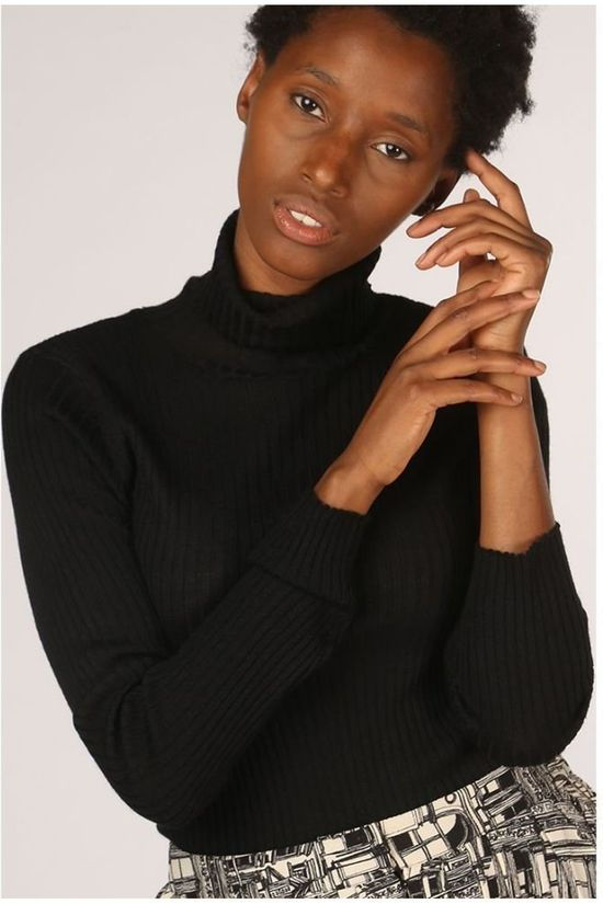 Selected Pull Slfcosta Ls Knit Rib Roll Neck Nos Black