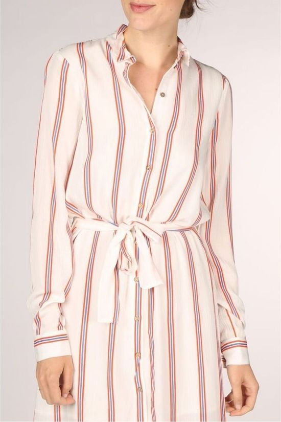 Vero Moda Robe hanna Ls Long Lining Lcs white/mid red