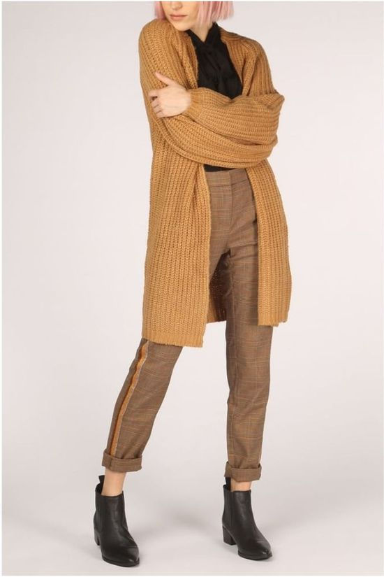 Vero Moda Cardigan poca Ls Open Rib Coatigan Camel Brown