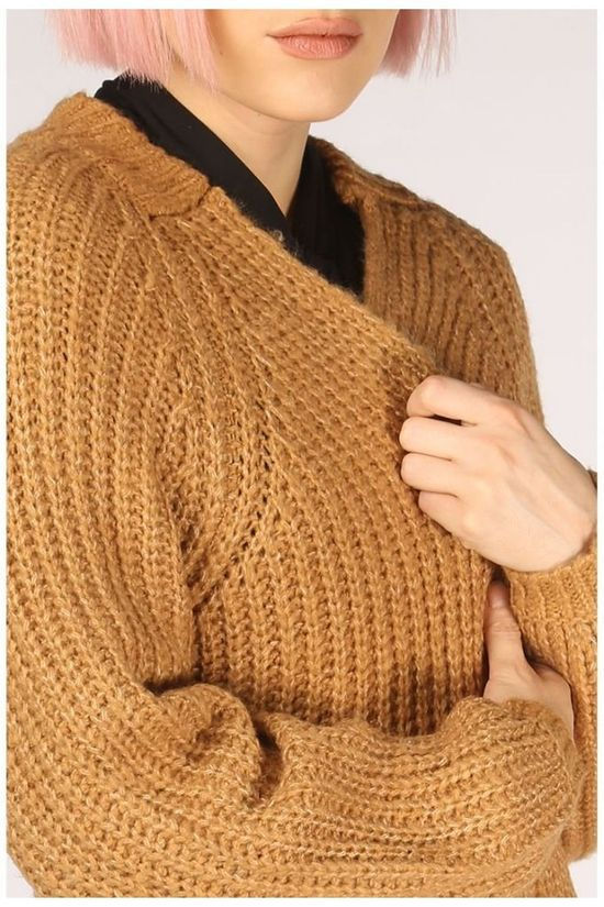 Vero Moda Cardigan poca Ls Open Rib Coatigan Camel Brown