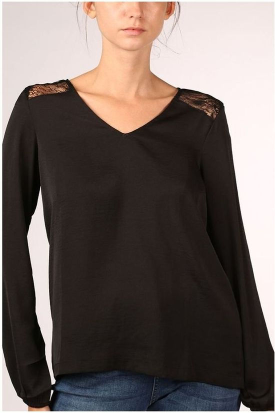 Vero Moda Blouse sandra Lace Ls V-Neck Wvn Bf Black