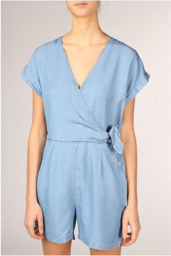 Vero Moda Jumpsuit Vmlaura Ss V-Neck Knot Ga Light Blue (Jeans)