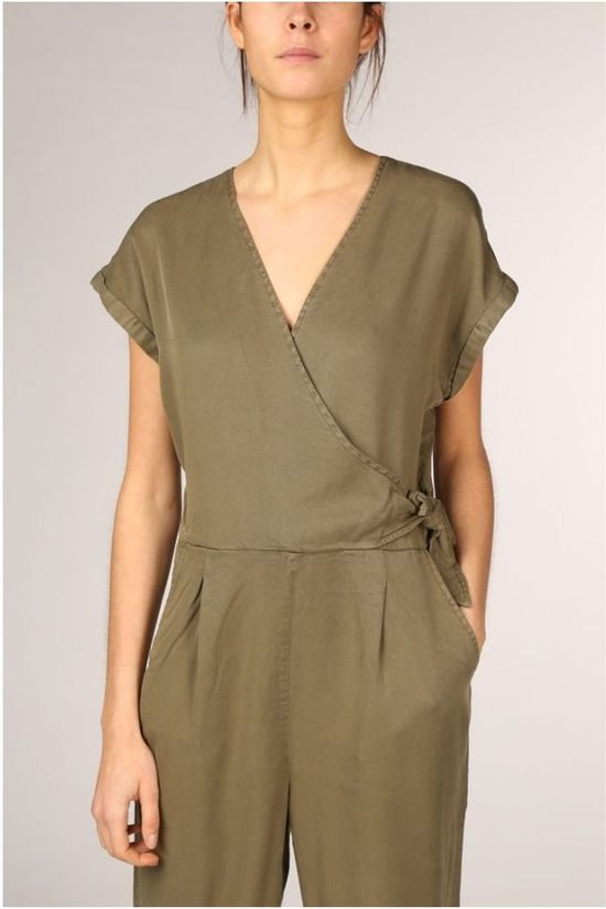 Vero Moda Combinaison Vmlaura Ss V-Neck Knot Jumpsuit Ga mid khaki
