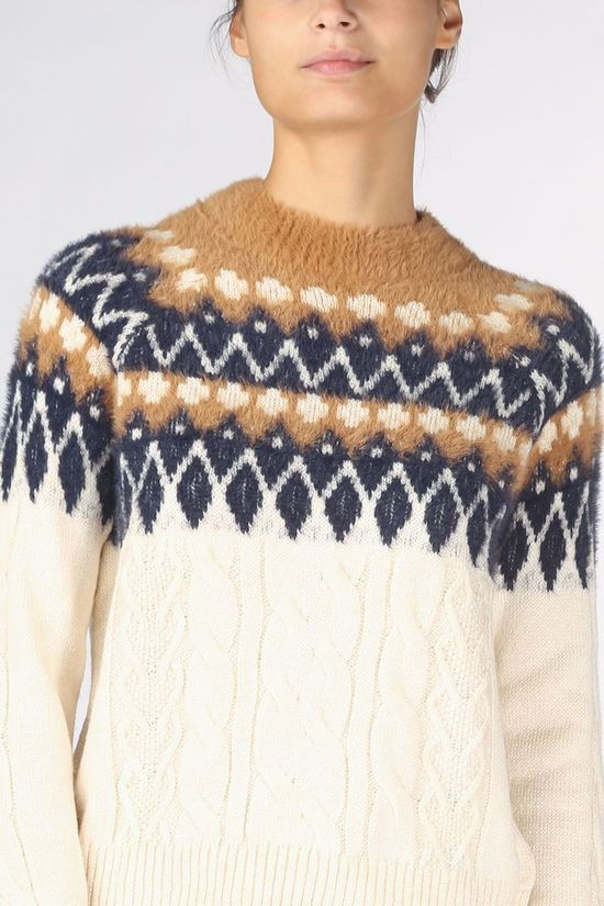 Vero Moda Pull elliona Ls O-Neck Off White/Sand Brown