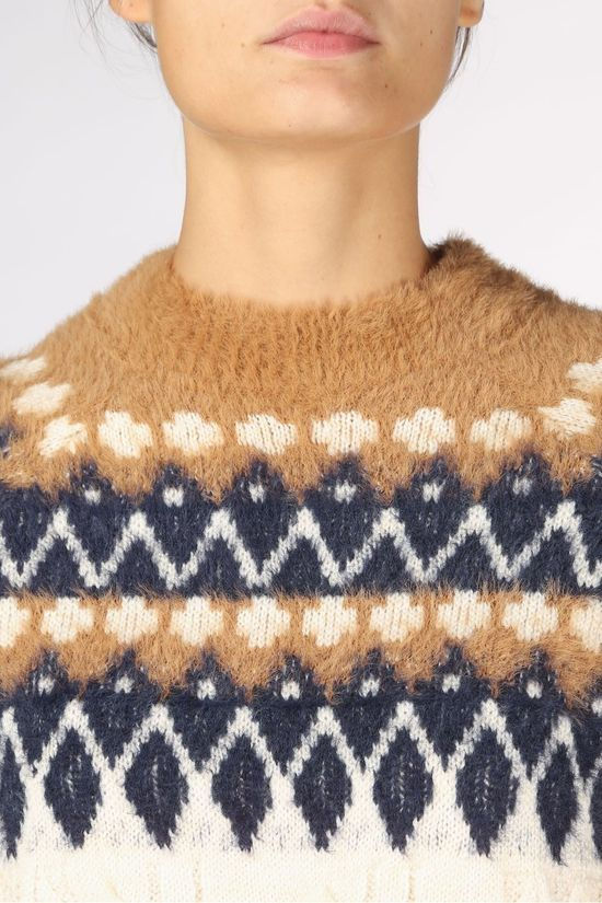 Vero Moda Pull elliona Ls O-Neck Off White/Sand Brown