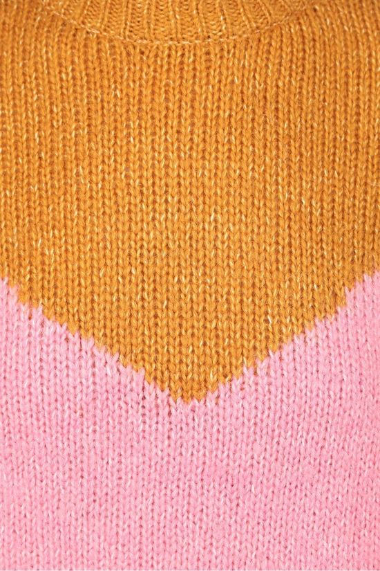 Vero Moda Pull winnie Ls O-Neck Block Ga Boo Camel Brown/Dark Pink