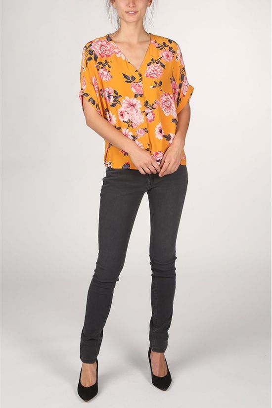Vero Moda Blouse vallot Ss Camel Brown/Ass. Flower