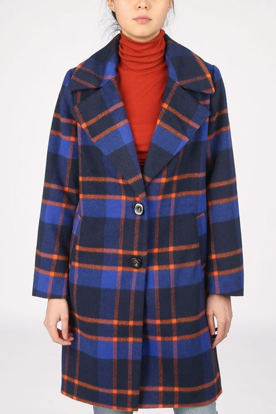 Only Manteau  Tailor Check Wool Indigo Blue/Orange