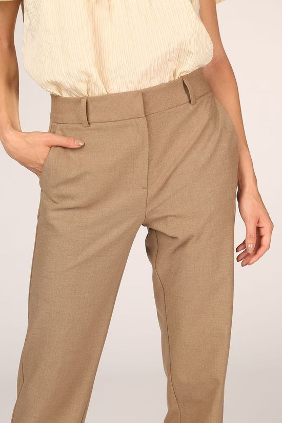 Selected Broek ria Mw Cropped Camel Melange Nos Camel Brown