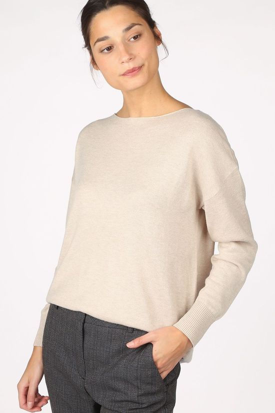 Selected Pull Slfinka Cashmere Ls Knit Boatneck Ecru