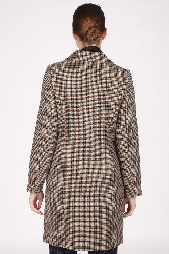Vero Moda Jas hafia Check 3/4 Wool Boos Mid Brown/Bordeaux / Maroon