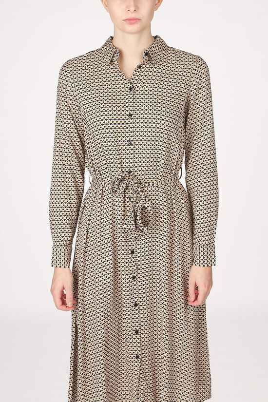 Vero Moda Robe carmen Ls Calf Wvn Ga Off White/Navy Blue