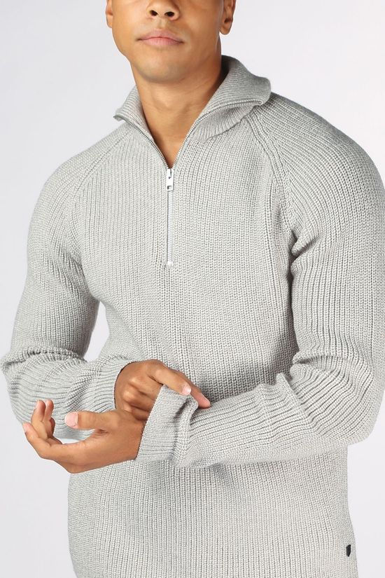 Premium Trui ivy Half Zip light grey