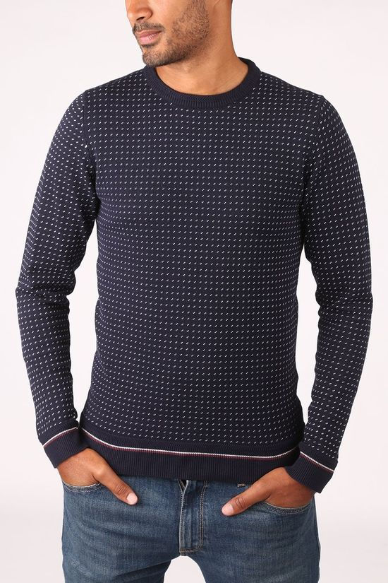 Premium Trui casper Crew Dark Blue/Ass. Geometric