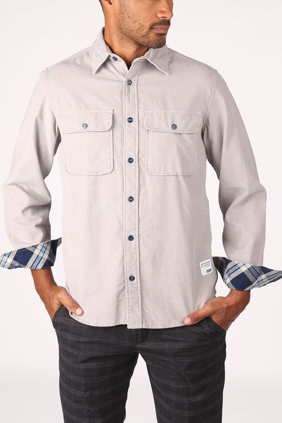 Jack & Jones Hemd 30Cpo Shirt L/S light grey