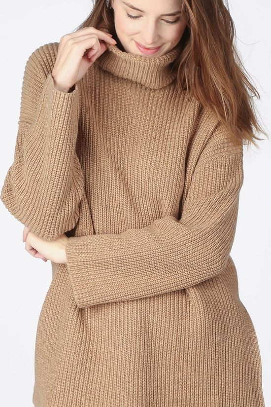 Selected Trui katty Ls Long Rollneck Camel Brown