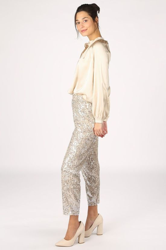 Selected Broek lucille Mw Ankle Sequins silver