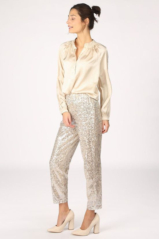 Selected Broek lucille Mw Ankle Sequins silver