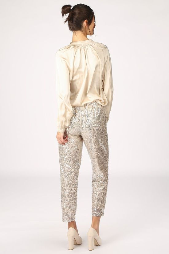 Selected Broek lucille Mw Ankle Sequins silver