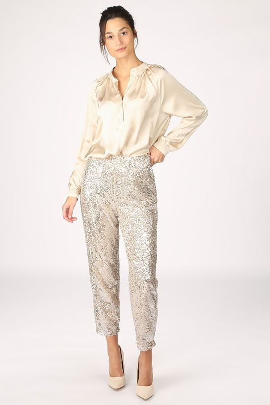 Selected Broek lucille Mw Ankle Sequins silver