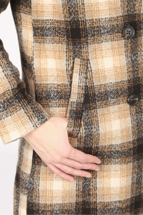 Vero Moda Manteau hailey Check Long Wool Sand Brown/Ecru