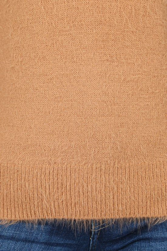 Vero Moda Pull poilu Ls V-Neck Lcs Camel Brown