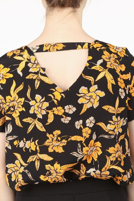 Vero Moda Blouse filippa Ss Wvn Black/Dark Yellow