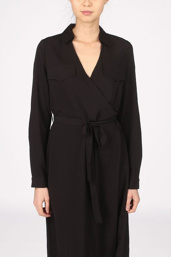 Vero Moda Robe Vmlolena Ls Blk Wvn Ga Black