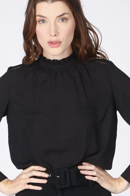 Selected Blouse cilla Neck Ruffle B Black
