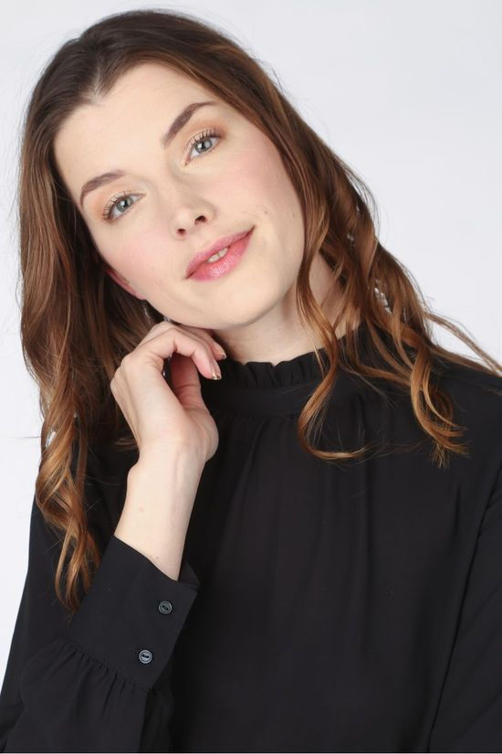 Selected Blouse cilla Neck Ruffle B Black