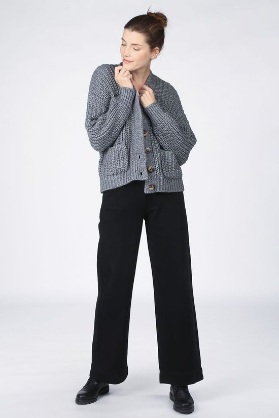 Selected Cardigan emma Ls W Dark Grey Marle