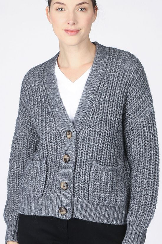 Selected Cardigan emma Ls W Dark Grey Marle