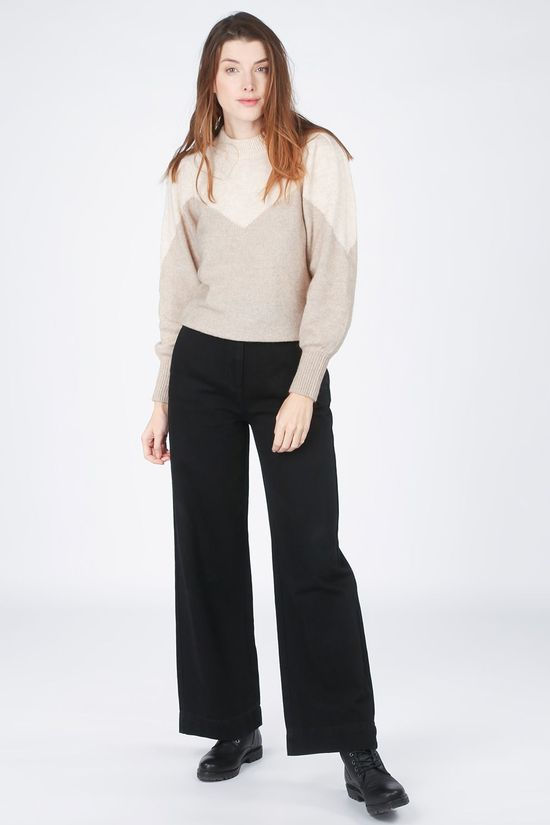 Selected Trui star Ls Block X-Mas O-Neck Ecru/Sand Brown