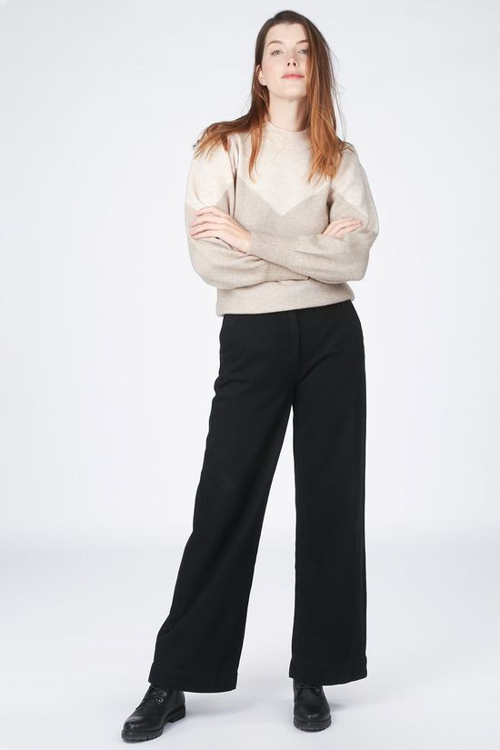 Selected Trui star Ls Block X-Mas O-Neck Ecru/Sand Brown
