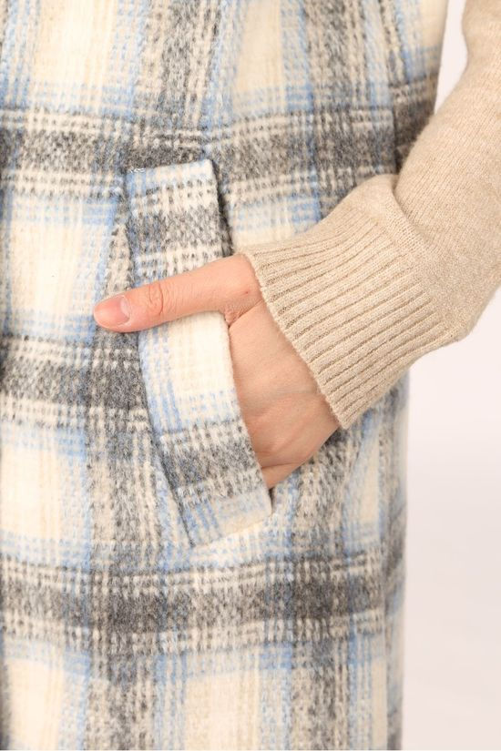 Only Jas Lou Check Waistcoat Ecru/Blue
