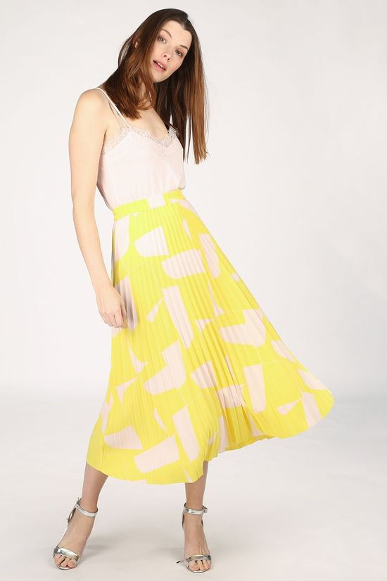 Selected Jupe Slfalexis Aop yellow/mid pink