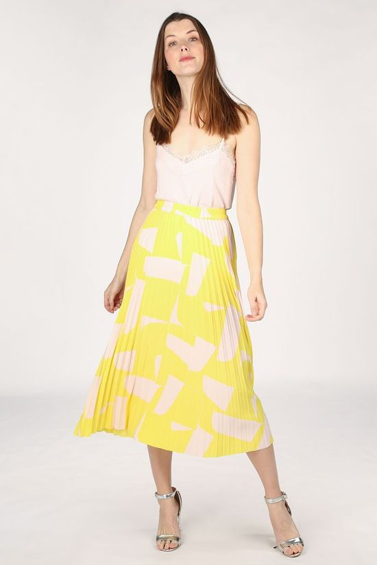 Selected Jupe Slfalexis Aop yellow/mid pink