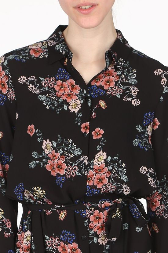 Vero Moda Robe Vmsaga Ls Abk Collar Wvn Black/Ass. Flower