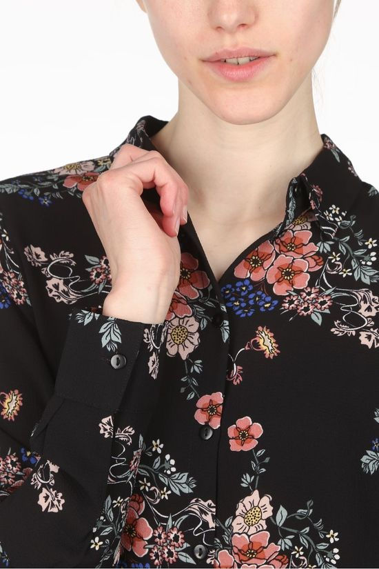 Vero Moda Robe Vmsaga Ls Abk Collar Wvn Black/Ass. Flower