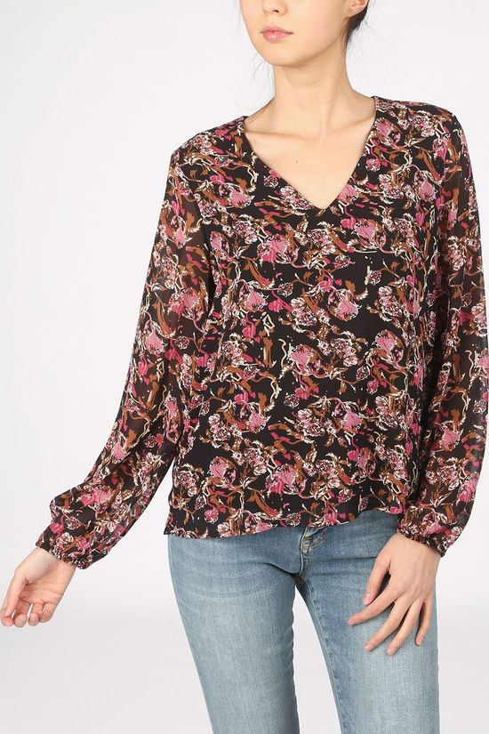 Vero Moda Blouse  lilo Ls Vneck Top Black/Fuchsia