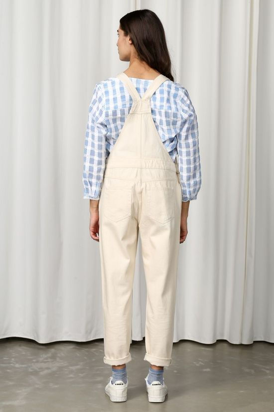 Selected Jumpsuit Slffrida Cream White Denim Dungaree off white